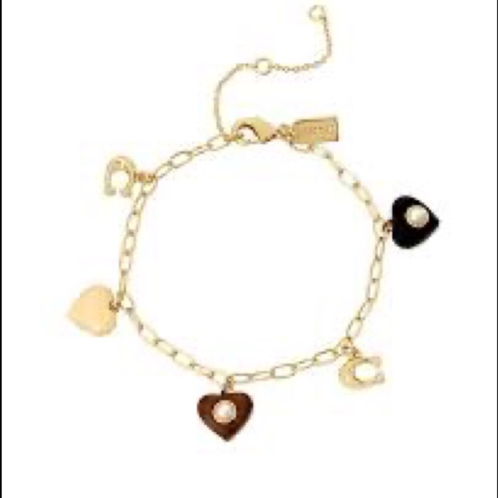 Coach Wooden heart bracelet NEW - Picture 1 of 6
